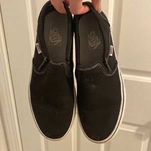 gently worn black platform slip on vans